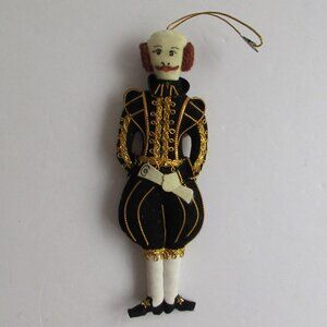 St Nicholas Ornament UK Shakespeare Velveteen & Gold Braid Soft Sculpt Plush